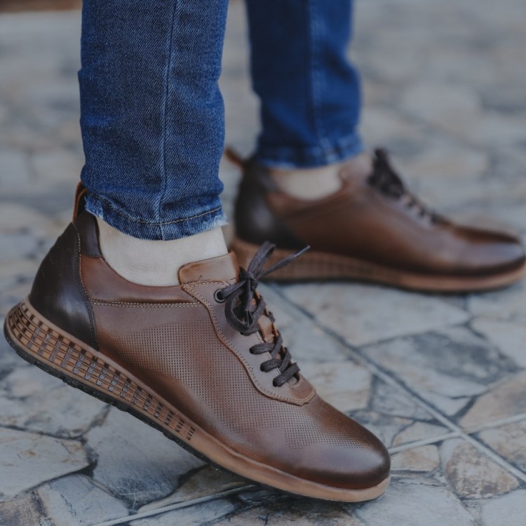 Kahverengi Sneakers Deri